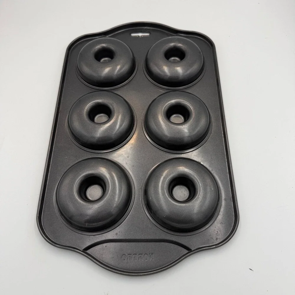 Norpro Nonstick Donut Pan 6 Cavity Steel Baking Tray Black 3980